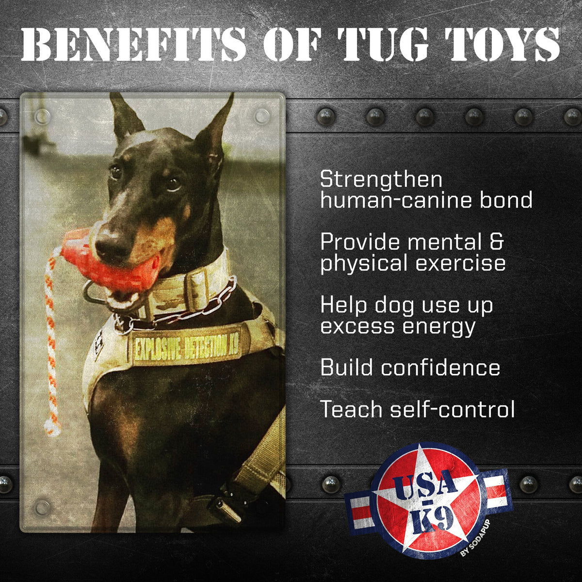 USA-K9 Grenade Rubber Chew & Tug Toy - Army Green