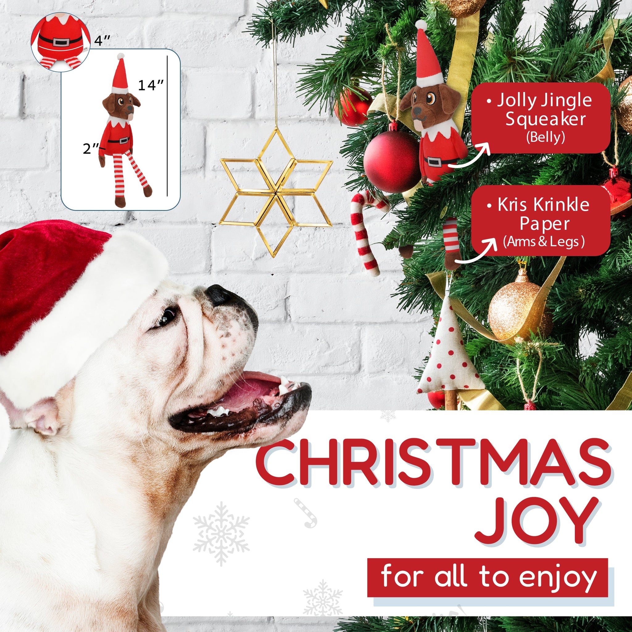 PUPROAR Pooch on a Perch | Elf Dog Toy & Christmas Dog Toy