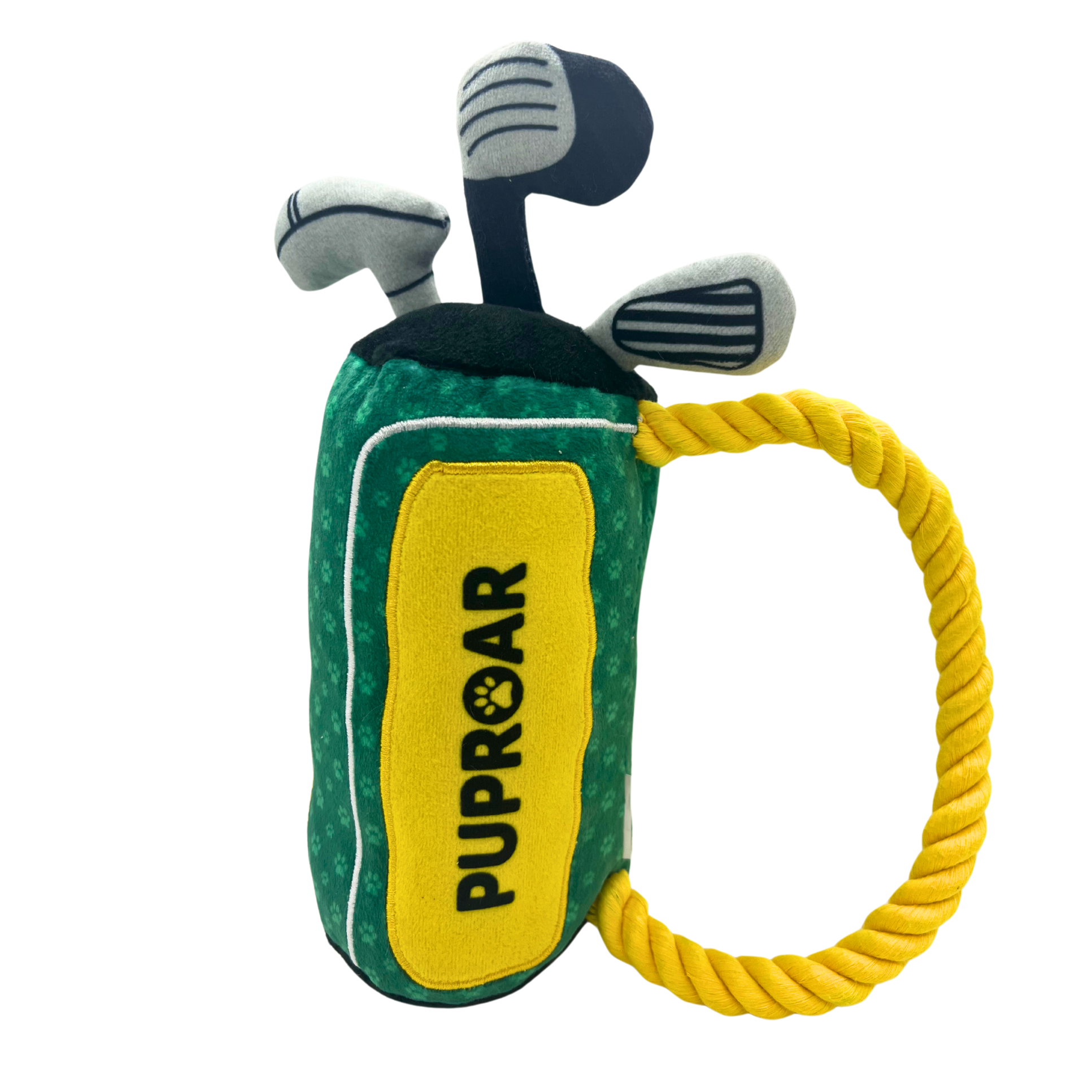 PUPROAR Golf Dog Toy | Cute Squeaky Plush Dog Toy with Rope & Crinkle