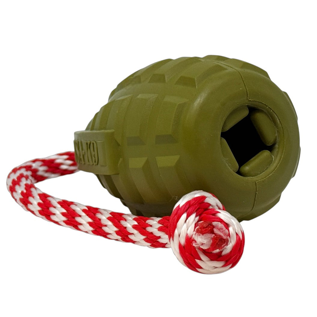 USA-K9 Grenade Rubber Chew & Tug Toy - Army Green