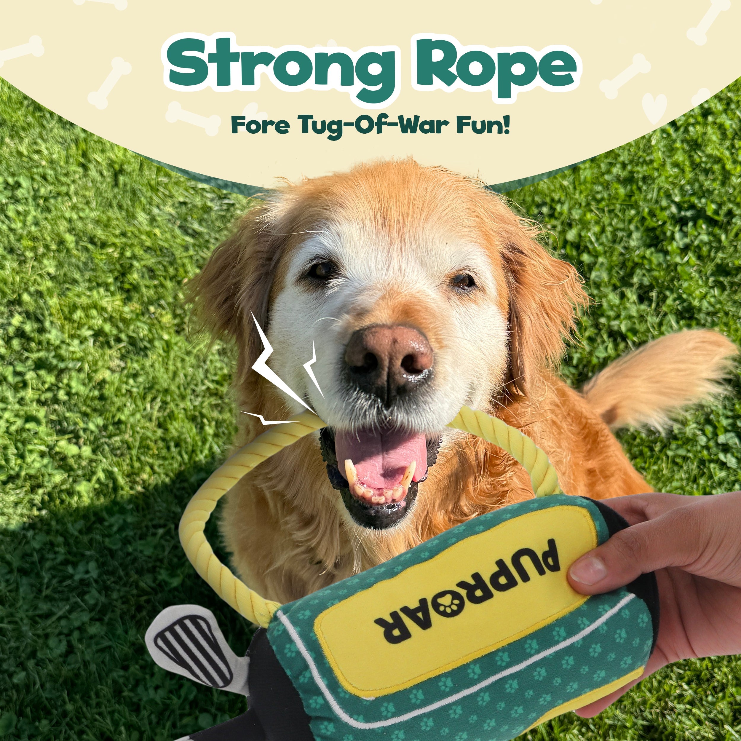 PUPROAR Golf Dog Toy | Cute Squeaky Plush Dog Toy with Rope & Crinkle