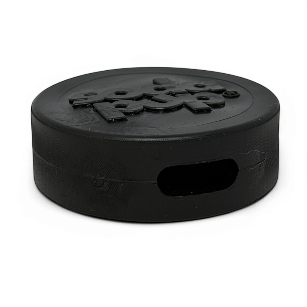 Hockey Puck Bully Stick Holder & Chew Toy