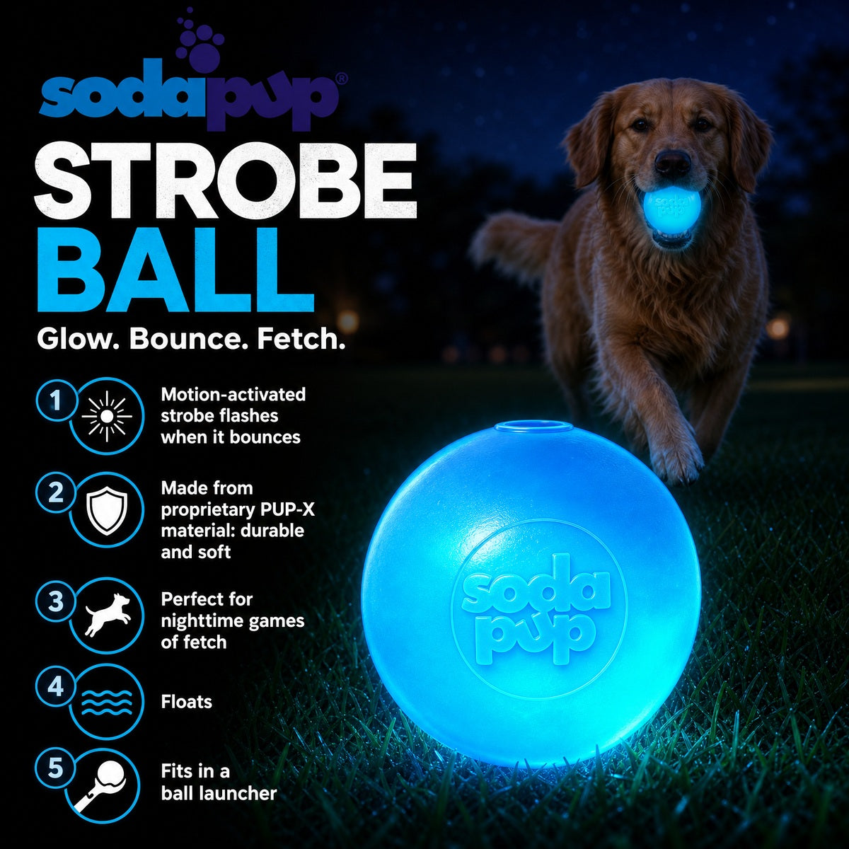 Strobe Ball Light-Up Floating Chew Toy