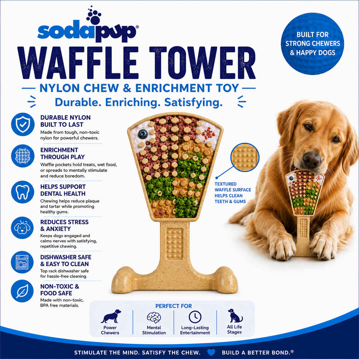Waffle Tower Nylon Chew & Enrichment Toy