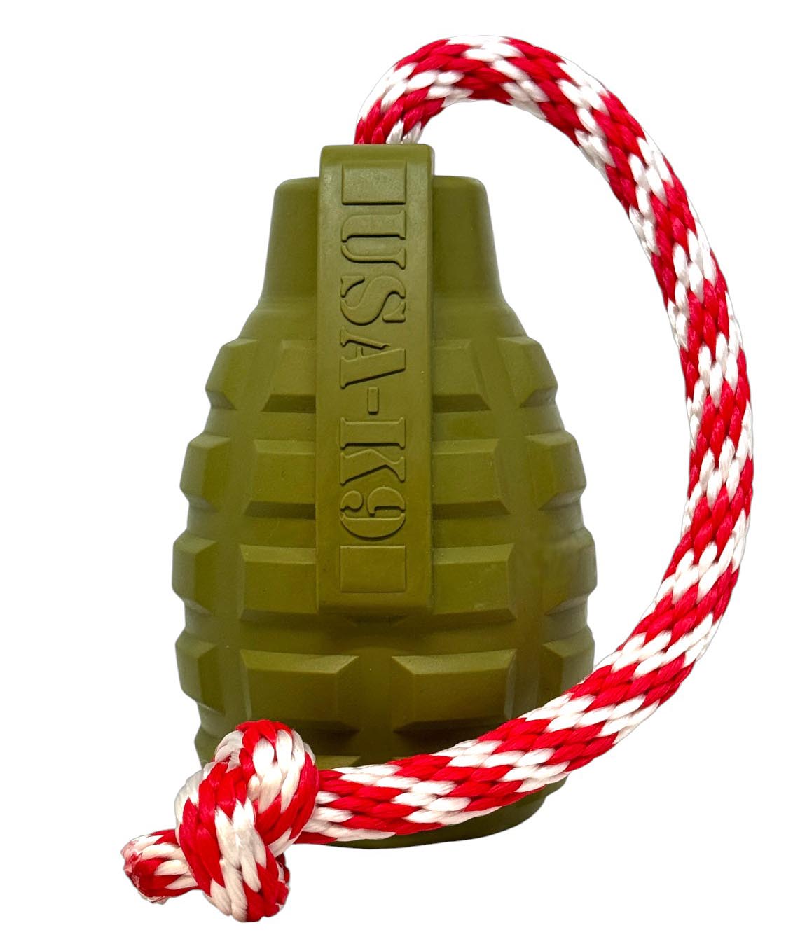 USA-K9 Grenade Rubber Chew & Tug Toy - Army Green